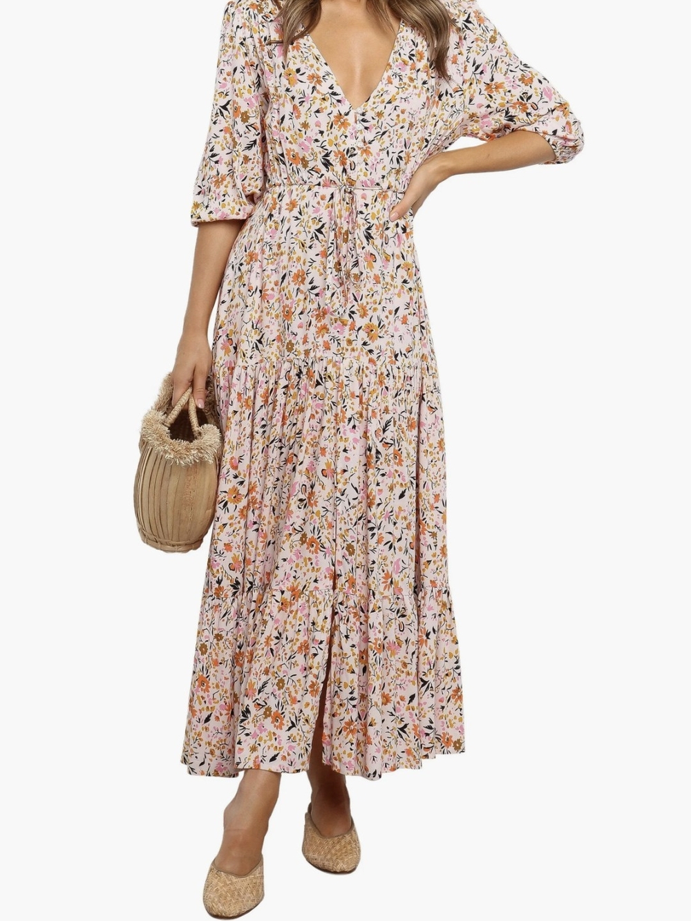 NWT Petal & Pup Kelda Floral Midi Dress Pink Floral Size Small